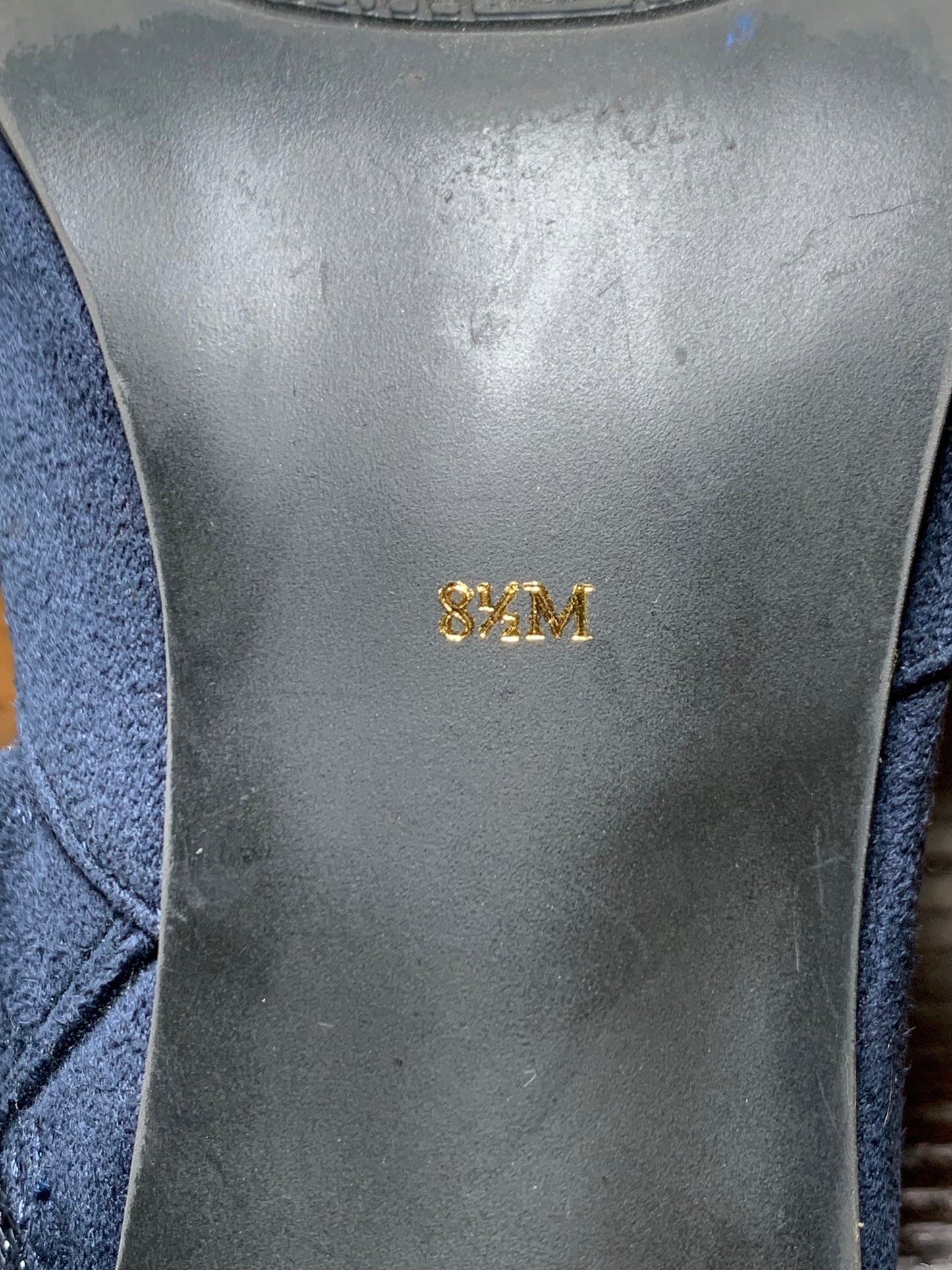 Ann Marino Navy Blue Suede Pointed Toe Heels Strap Pumps Classic Elegant Work Shoes